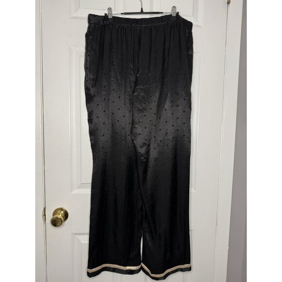 Victoria's Secret Women's Size XL Satin Silky Black Dots Pajama Set Pink Accent - Picture 8 of 9
